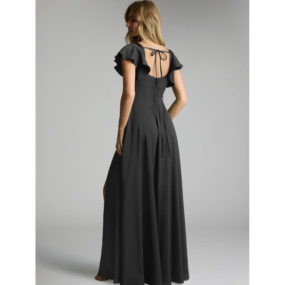 Azazie Black Bridesmaid Dress A2 XS Floor Length Formal Gown Wedding - Picture 2 of 5